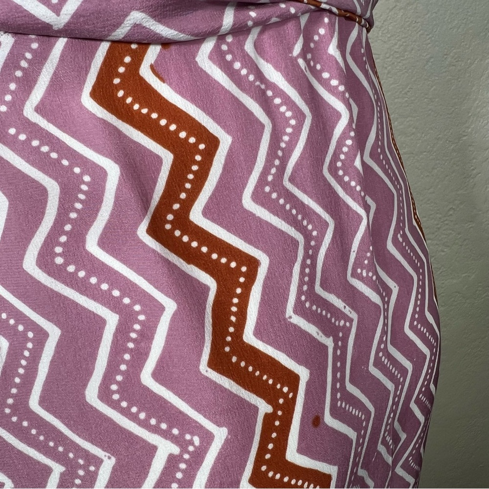 Natalie Martin Printed 100% Silk Wrap Tie Waist Chevron Maxi Dress SZ Large EUC - Picture 6 of 15